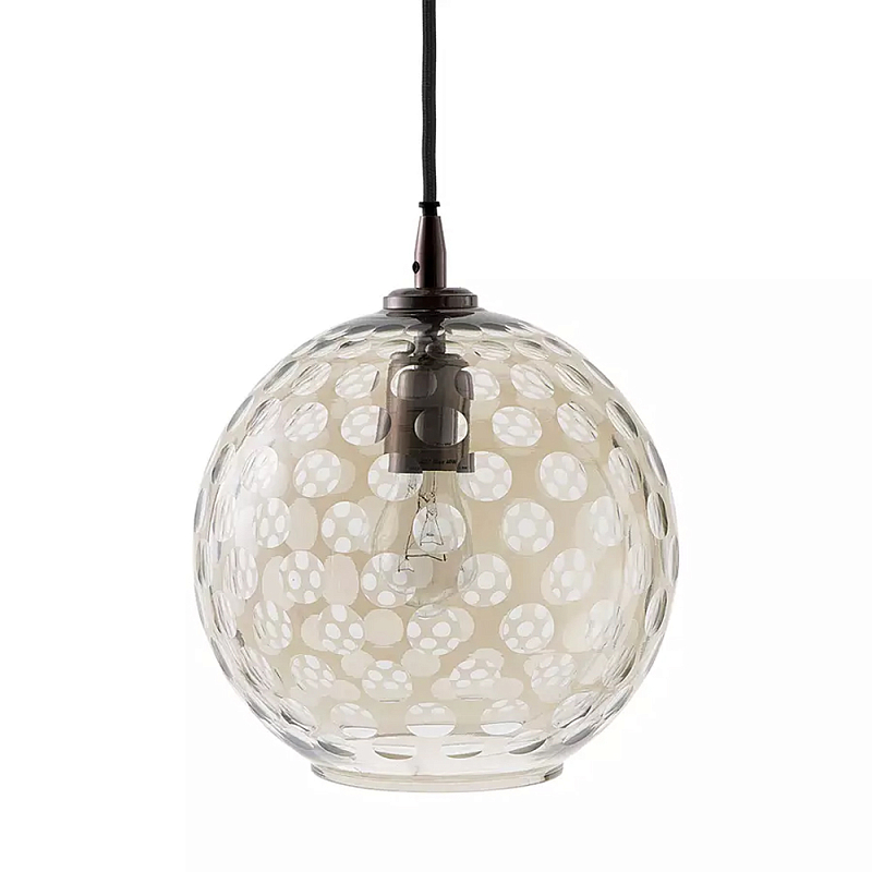 Подвесной светильник с плафоном в форме шара из стекла с рельефным узором Glass Pattern Lamp Коричневый Подвесной светильник с плафоном в форме шара из стекла с рельефным узором Glass Pattern Lamp Коричневый во Владивостоке | Loft Concept