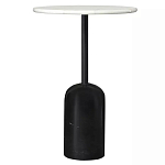 Кофейный столик с белой мраморной столешницей на черном основании Tall Coffee Black and White Table варинант исполнения - 3 | Loft Concept во Владивостоке