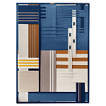 Панно из шнура Синяя геометрическая абстракция wall panel line Blue варинант исполнения - 4 | Loft Concept во Владивостоке