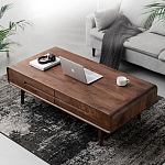 Кофейный стол из массива дерева с выдвижными ящиками Coffee Walnut Table варинант исполнения - 1 | Loft Concept во Владивостоке