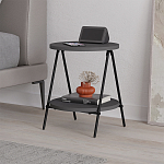 Стол приставной с 2-мя круглыми столешницами цвета антрацит ESSEL SIDE TABLE ANTHRACITE варинант исполнения - 3 | Loft Concept во Владивостоке