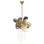 Люстра подвесная со стеклянными плафонами из дымчатого и золотистого с шестью вертикальными подвесками Gilded Mirage  варинант исполнения - 2 | Loft Concept во Владивостоке