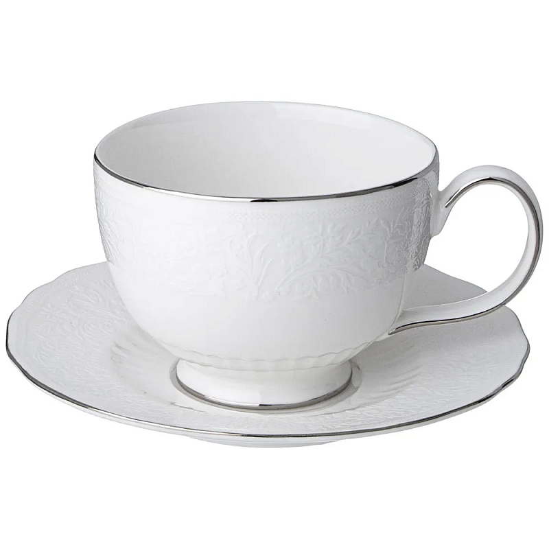 Чайная пара белого цвета из фарфора 280 мл Garden Whisper Porcelain Set Белый Чайная пара белого цвета из фарфора 280 мл Garden Whisper Porcelain Set Белый во Владивостоке | Loft Concept