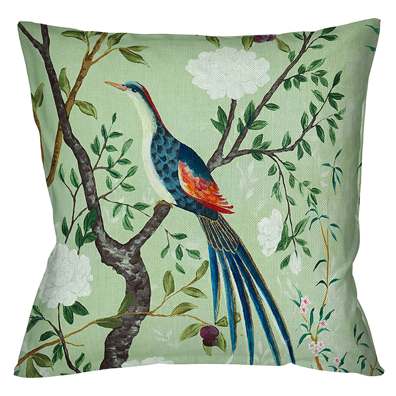 Декоративная подушка Beige and Green Chinoiserie 5 Зеленый шалфей Бежевый Декоративная подушка Beige and Green Chinoiserie 5 Зеленый шалфей Бежевый во Владивостоке | Loft Concept