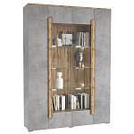 Шкаф-витрина с фасадом серого цвета 4-х дверная Grace of Furniture варинант исполнения - 1 | Loft Concept во Владивостоке