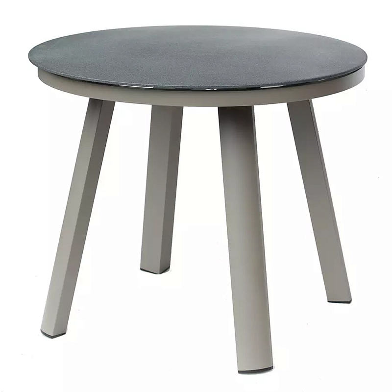 Круглый обеденный стол с стеклянной столешницей на 4-х ножках Perfectly Smooth Surface Бежевый Серый Круглый обеденный стол с стеклянной столешницей на 4-х ножках Perfectly Smooth Surface Бежевый Серый во Владивостоке | Loft Concept