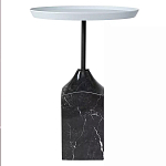 Кофейный столик с круглой столешницей и мраморным основанием Steel Reliability варинант исполнения - 1 | Loft Concept во Владивостоке