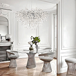 Люстра подвесная с прозрачными стеклянными подвесками в форме капель Диаметр 100 см Droplet Chandelier варинант исполнения - 21 | Loft Concept во Владивостоке