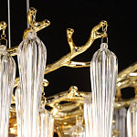 Люстра золотого цвета с декоративными ветками и длинными прозрачными стеклянными подвесами в форме сосулек Droplet Chandelier варинант исполнения - 6 | Loft Concept во Владивостоке