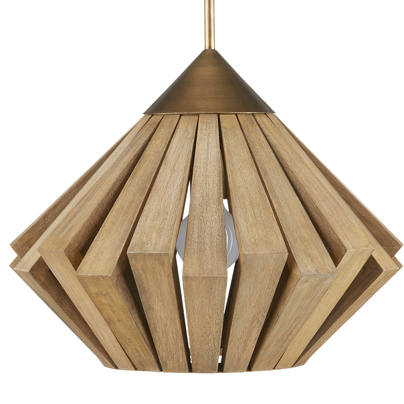 Подвесной светильник из толстых деревянных реек Wooden Slats Коричневый Латунь Подвесной светильник из толстых деревянных реек Wooden Slats Коричневый Латунь во Владивостоке | Loft Concept
