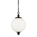 Подвесной светильник с белым стеклянным плафоном в форме шара на цепи Feiss варинант исполнения - 1 | Loft Concept во Владивостоке