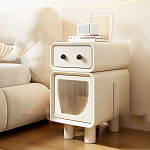 Тумбочка прикроватная с ящиком и стеклянной дверцей Робот Robot Bedside варинант исполнения - 2 | Loft Concept во Владивостоке