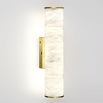 Бра с цилиндрическим плафоном из белого алебастра на прямоугольном основании Латунь Cryptocrystalline Stone варинант исполнения - 1 | Loft Concept во Владивостоке