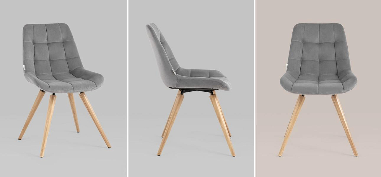 Стул NANCY Chair Серый Велюр Стул NANCY Chair Серый Велюр - Loft-Concept во Владивостоке