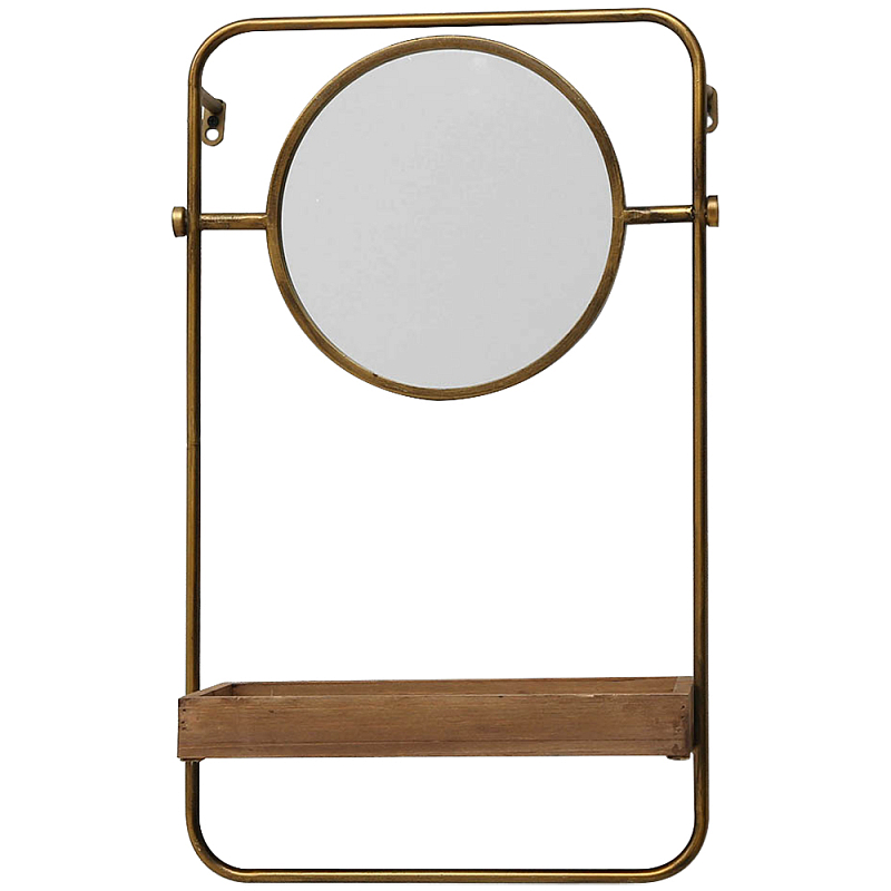 Настенное зеркало с полкой Roy Metal Mirror Коричневый Латунь Настенное зеркало с полкой Roy Metal Mirror Коричневый Латунь во Владивостоке | Loft Concept