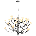 Люстра подвесная черного цвета с ветвями и белыми фарфоровыми цветами Floralis варинант исполнения - 11 | Loft Concept во Владивостоке