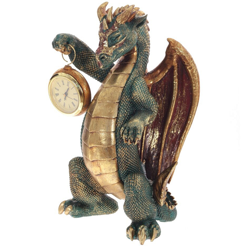 Часы в виде дракона Green Dragon Gold Mask with Clock Золотой Коричневый Зеленый Часы в виде дракона Green Dragon Gold Mask with Clock Золотой Коричневый Зеленый во Владивостоке | Loft Concept