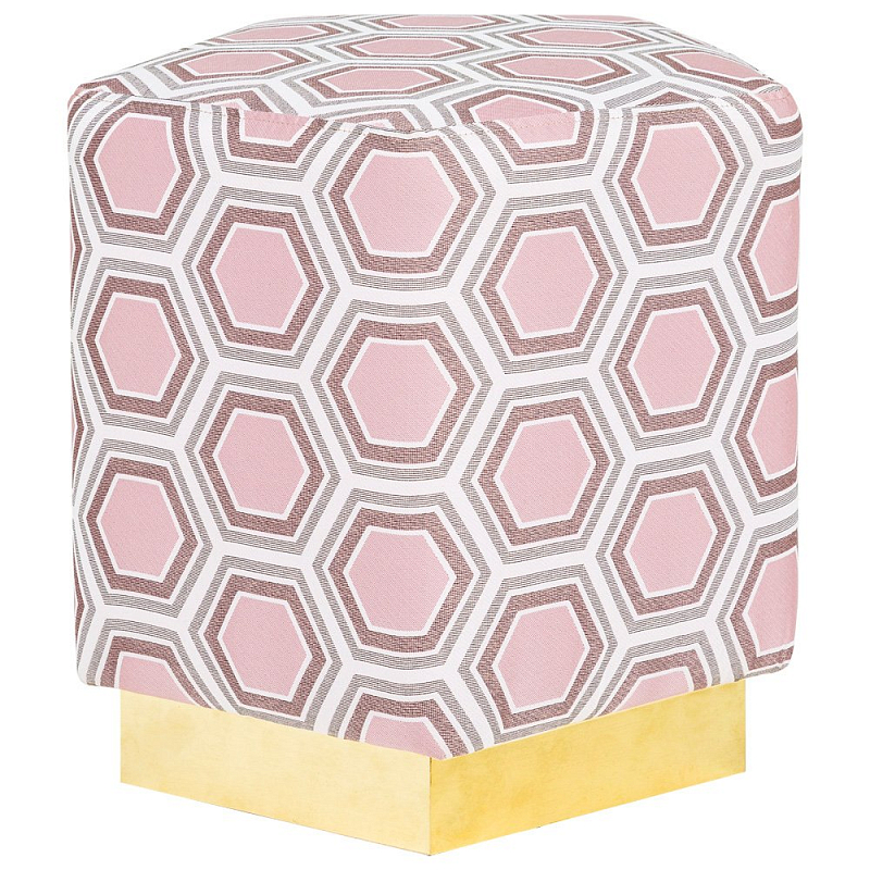 Пуф Hexagon Pink Geometry Латунь Розовый пастельный Белый во Владивостоке | Loft Concept 