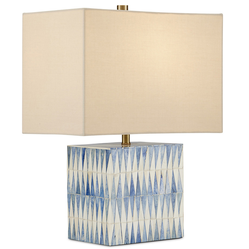 Настольная лампа с зубчатым узором Stylish Lamp Bone Бежевый Синий Белый Настольная лампа с зубчатым узором Stylish Lamp Bone Бежевый Синий Белый во Владивостоке | Loft Concept