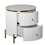 Тумбочка белая круглая с мраморной столешницей Thoroughbass варинант исполнения - 5 | Loft Concept во Владивостоке