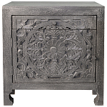 Деревянная тумба с резными ящиком и дверцей Azure Grey Wooden Nightstand варинант исполнения - 1 | Loft Concept во Владивостоке