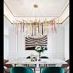 Люстра на подвесе с каркасом из металла и цветными подвесками из стекла Droplet Chandelier варинант исполнения - 4 | Loft Concept во Владивостоке