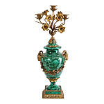 Подсвечник из фарфора с бронзовыми цветочными элементами Malachite Candlestick варинант исполнения - 1 | Loft Concept во Владивостоке