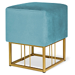 Пуф квадратный голубой велюр на золотом металлическом основании Celeste Blue варинант исполнения - 1 | Loft Concept во Владивостоке