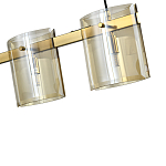 Подвесной светильник светодиодный с 5-ю цилиндрическими плафонами коньячного цвета из стекла и стали Andrea Сhandelier Сognac варинант исполнения - 1 | Loft Concept во Владивостоке