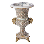 Ваза с овнами из фарфора с бронзовыми элементами Bronze Aries варинант исполнения - 1 | Loft Concept во Владивостоке