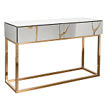 Консоль с ящиками зеркальная с золотым декором Gold Painted Mirror Console варинант исполнения - 1 | Loft Concept во Владивостоке