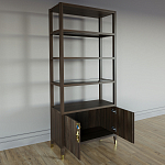 Стеллаж со стеклянными полками Elsa Dreams Walnut варинант исполнения - 3 | Loft Concept во Владивостоке