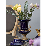 Ваза темно-синего цвета из фарфора с бронзовыми ручками в виде змей Высота 39 см Eden Garden porcelain and bronze варинант исполнения - 1 | Loft Concept во Владивостоке