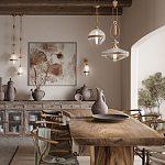 Подвесной светильник с плоским прозрачным плафоном и декоративной вставкой из текстурного камня Tectona  варинант исполнения - 5 | Loft Concept во Владивостоке