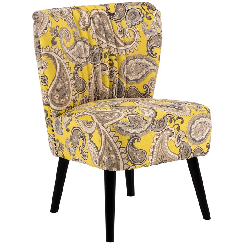 Кресло Harper Paisley Armchair Yellow Желтый Бежевый Черный Кресло Harper Paisley Armchair Yellow Желтый Бежевый Черный во Владивостоке | Loft Concept