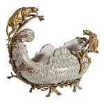 Чаша для фруктов из фарфора бронзовыми фигурками леопардов Eden Garden варинант исполнения - 2 | Loft Concept во Владивостоке