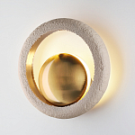 Бра с бежевым текстурным кольцом и латунным шаром в центре Tactile  варинант исполнения - 3 | Loft Concept во Владивостоке