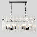 Люстра подвесная овальная со стеклянными прозрачными трубками и металлическим каркасом черного цвета Nembus варинант исполнения - 1 | Loft Concept во Владивостоке