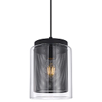 Подвесной светильник с сетчатым металлическим плафоном цилиндрической формы черный Metal Mesh варинант исполнения - 1 | Loft Concept во Владивостоке