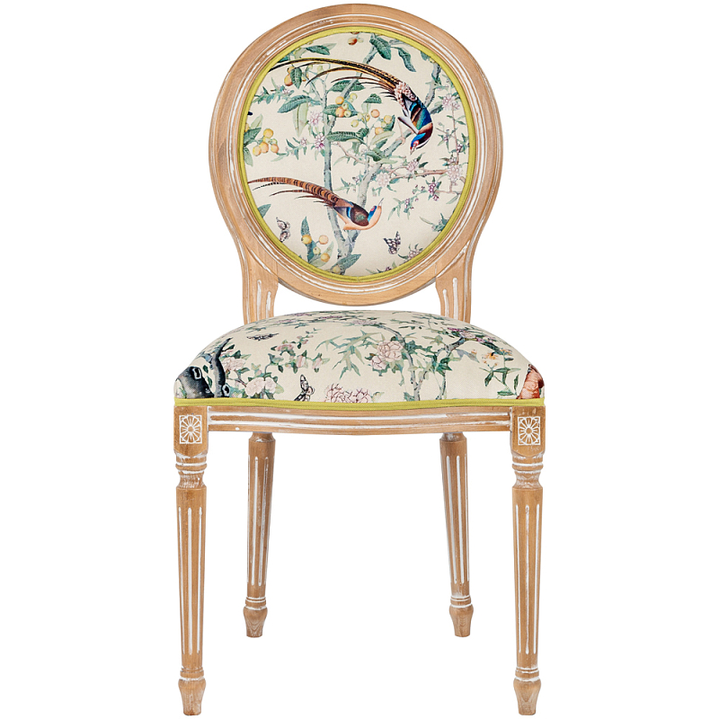 Стул из массива бука бежевый с изображением птиц и цветов Beige Green Chinoiserie Birds Garden Chair Бежевый Салатовый Мульти Стул из массива бука бежевый с изображением птиц и цветов Beige Green Chinoiserie Birds Garden Chair Бежевый Салатовый Мульти во Владивостоке | Loft Concept
