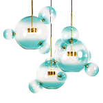 Люстра подвесная с прозрачными бирюзовыми стеклянными шарами и круглым основанием 3 лампы Giopato & Coombes варинант исполнения - 5 | Loft Concept во Владивостоке