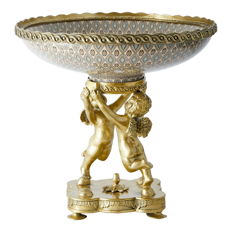 Чаша фарфоровая на двух бронзовых ангелах Eden Garden Бронза Мульти во Владивостоке | Loft Concept 