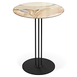Стол журнальный круглый с бежевой столешницей из стекла Beige Marble варинант исполнения - 1 | Loft Concept во Владивостоке
