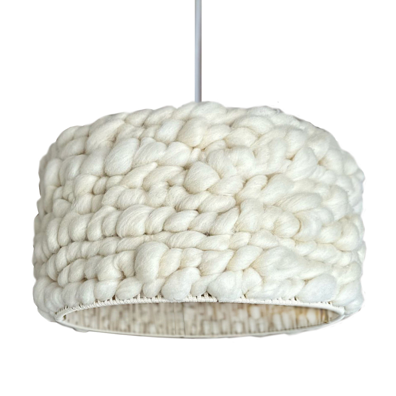 Вязаный шерстяной светильник Knitted wool lamp Cylinder Молочный Вязаный шерстяной светильник Knitted wool lamp Cylinder Молочный во Владивостоке | Loft Concept