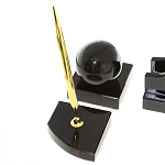 Настольный письменный набор из чёрного обсидиана с декором в виде льва Golden Lion варинант исполнения - 5 | Loft Concept во Владивостоке