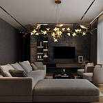 Люстра в виде золотой ветки с цветами и птичками Marvelous Garden варинант исполнения - 1 | Loft Concept во Владивостоке