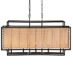 Люстра прямоугольной формы с чёрным каркасом и вставкой из плетеного материала Cage for Light варинант исполнения - 1 | Loft Concept во Владивостоке