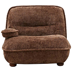 Кресло без подлокотников коричневое ну круглых деревянных ножках Loup Plush Armchair Brown варинант исполнения - 6 | Loft Concept во Владивостоке