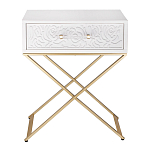 Приставной столик с выдвижным ящиком  White Table Carved Pattern варинант исполнения - 4 | Loft Concept во Владивостоке