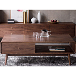 Кофейный стол из дерева с ящиком и нишей для хранения Coffee Walnut Table варинант исполнения - 1 | Loft Concept во Владивостоке